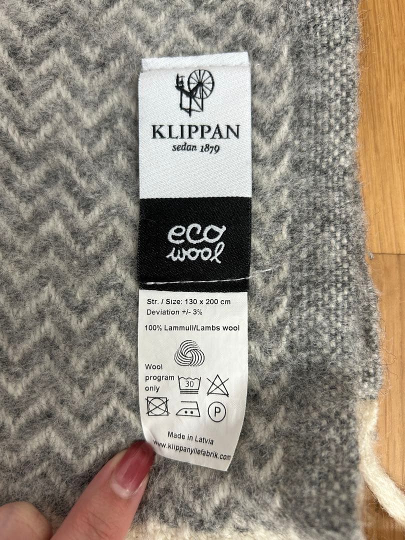 KLIPPAN（クリッパン）　ウールスロー　キルト　ライトグレー