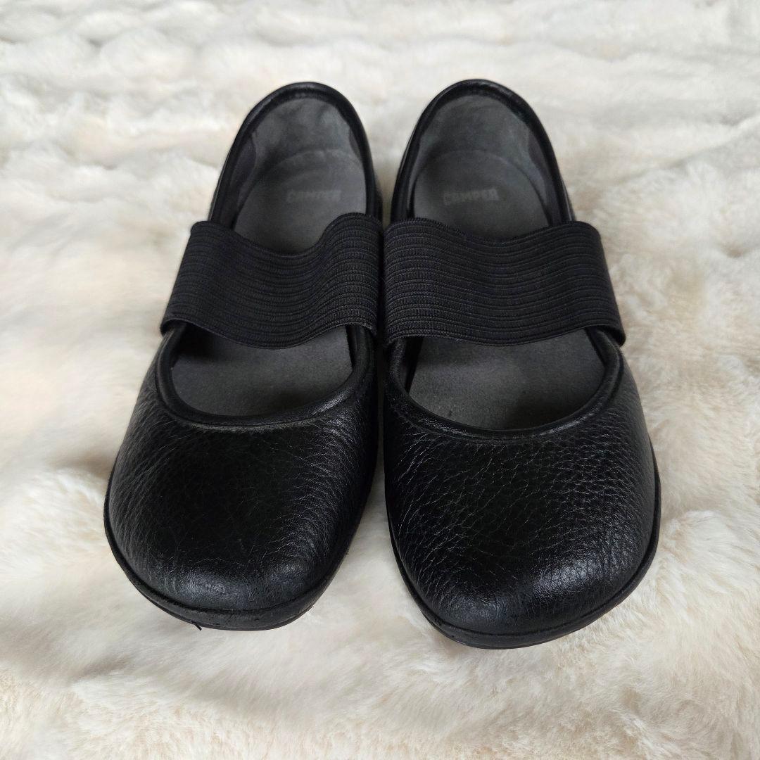 カンペール　CAMPER　バレエシューズ　黒 ストラップ　フラットシューズ　24