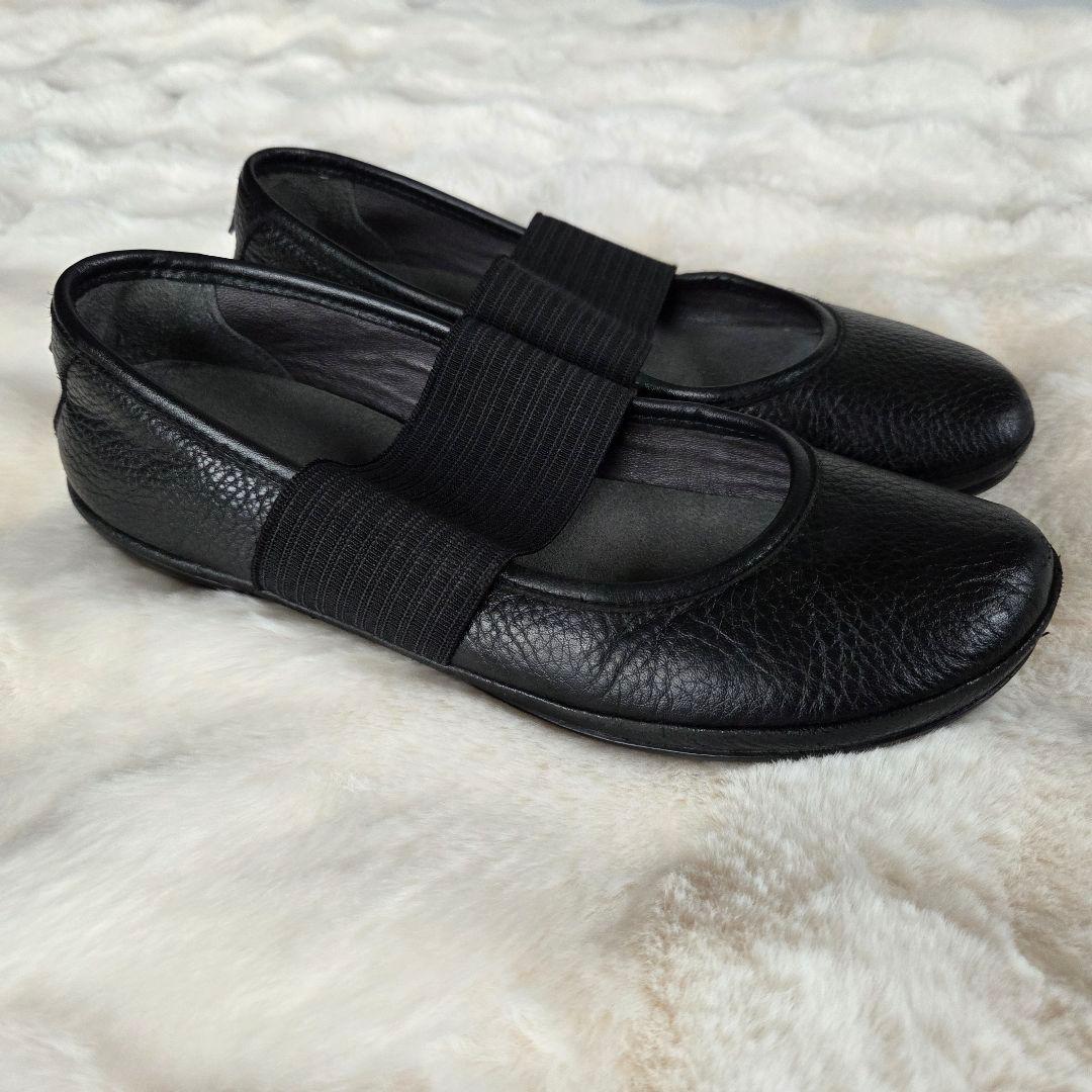 カンペール　CAMPER　バレエシューズ　黒 ストラップ　フラットシューズ　24