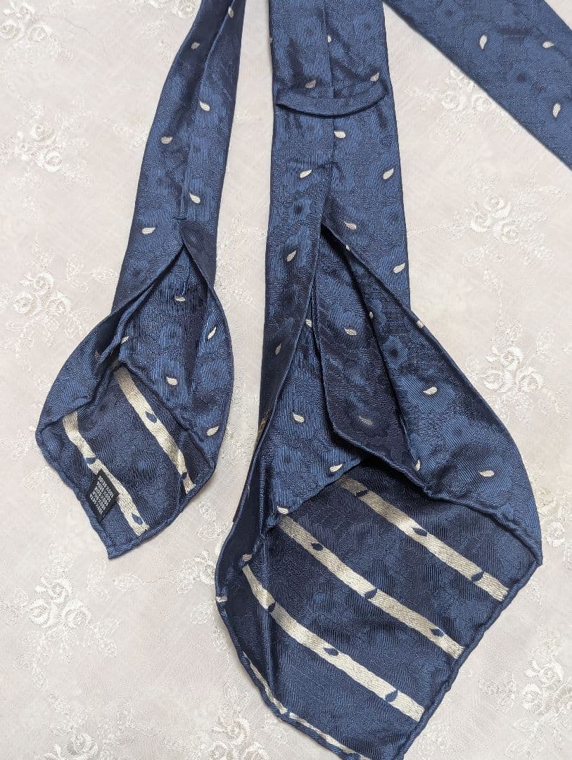 美品★タイユアタイ　シルクタイ　ペイズリー　ブルーグリーン　セッテピエゲ