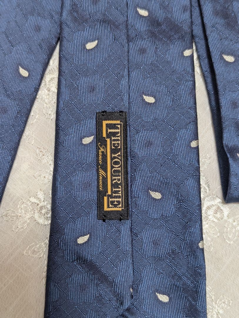 美品★タイユアタイ　シルクタイ　ペイズリー　ブルーグリーン　セッテピエゲ