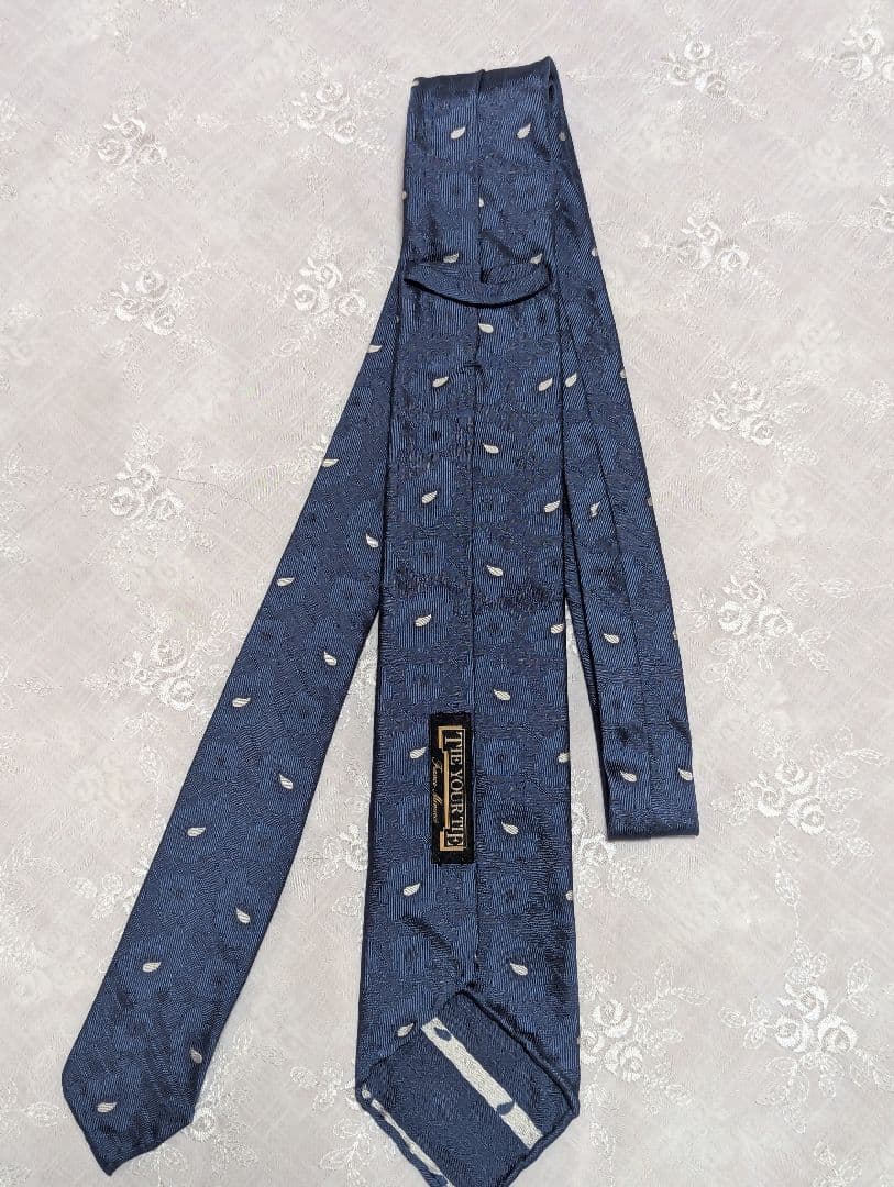 美品★タイユアタイ　シルクタイ　ペイズリー　ブルーグリーン　セッテピエゲ