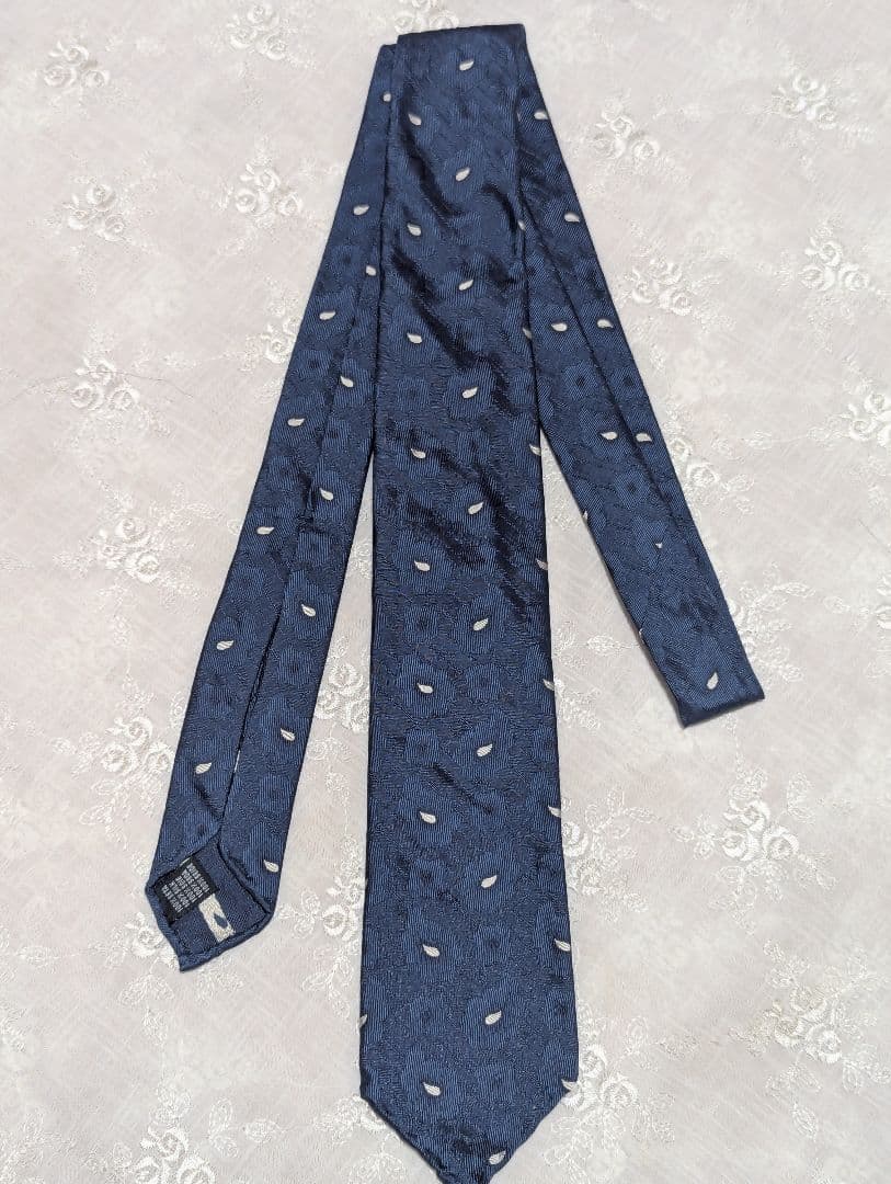 美品★タイユアタイ　シルクタイ　ペイズリー　ブルーグリーン　セッテピエゲ