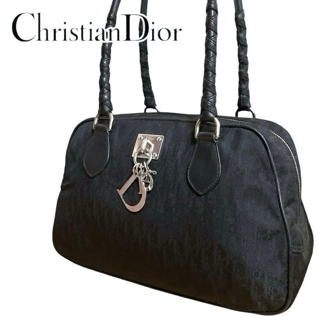 クリスチャン ディオール トロッター柄 ミニボストン型 ショルダーバッグ 美品