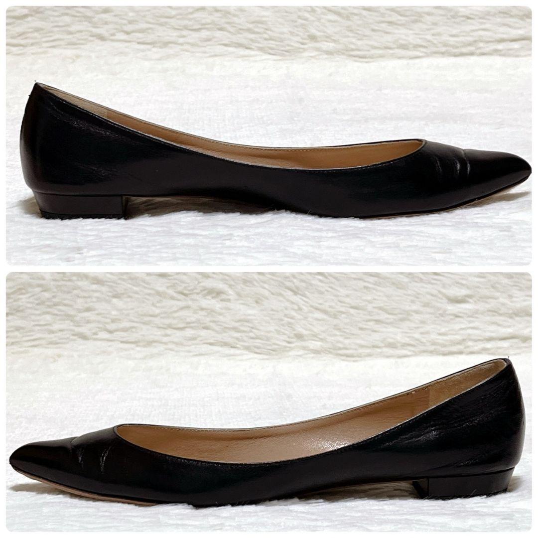 ​【極美品】フランチェスコルッソ フラットシューズ 38 黒 ポインテッドトゥ