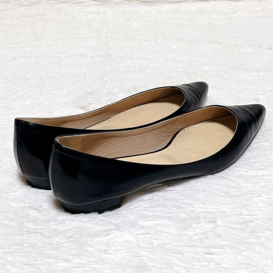 ​【極美品】フランチェスコルッソ フラットシューズ 38 黒 ポインテッドトゥ