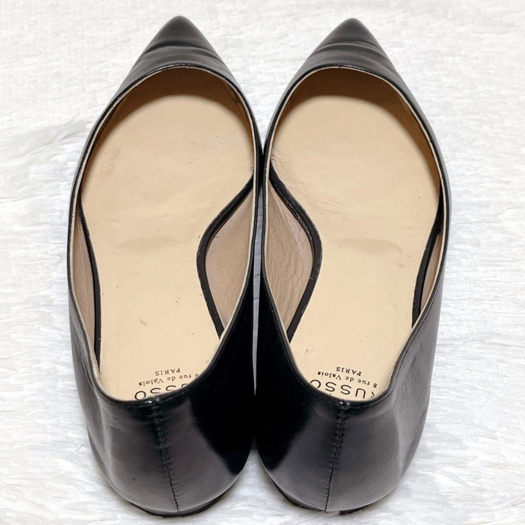 ​【極美品】フランチェスコルッソ フラットシューズ 38 黒 ポインテッドトゥ