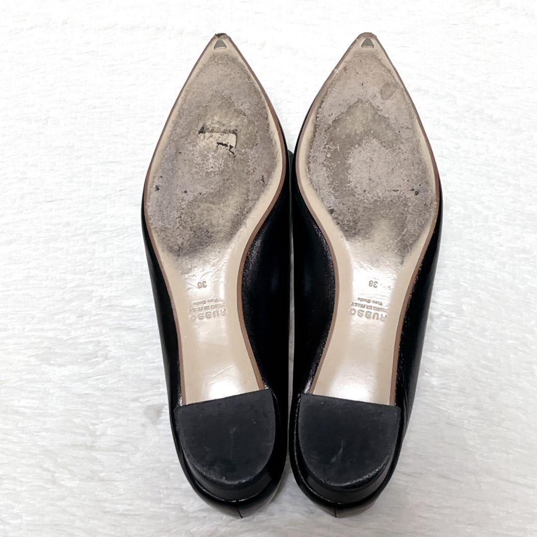 ​【極美品】フランチェスコルッソ フラットシューズ 38 黒 ポインテッドトゥ