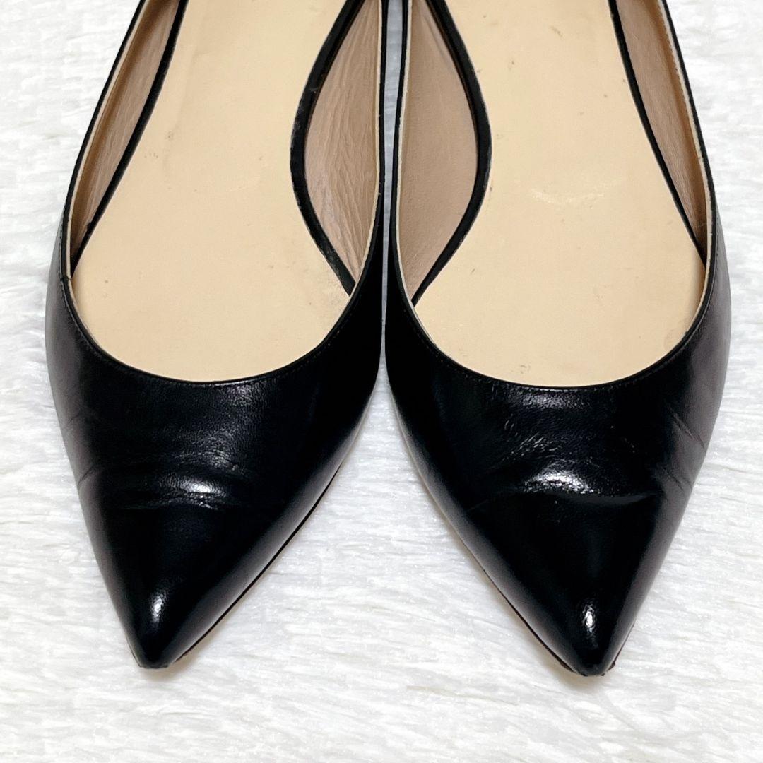 ​【極美品】フランチェスコルッソ フラットシューズ 38 黒 ポインテッドトゥ