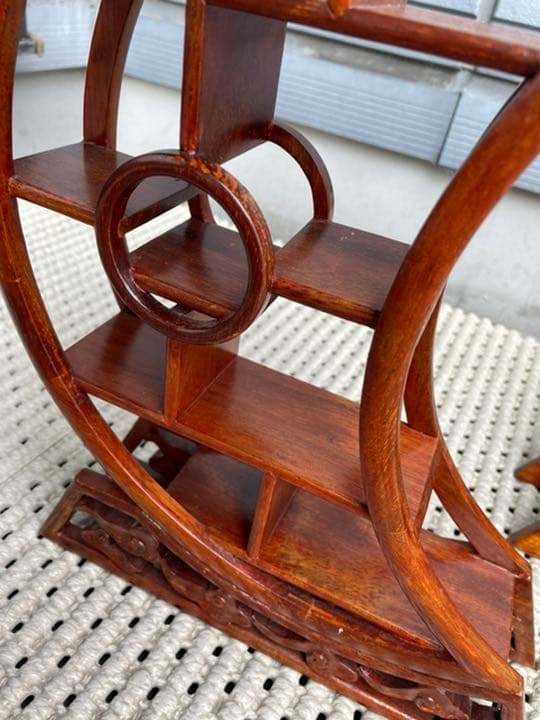 高級　月の形の木の飾り棚　アンティーク　大小２個セット