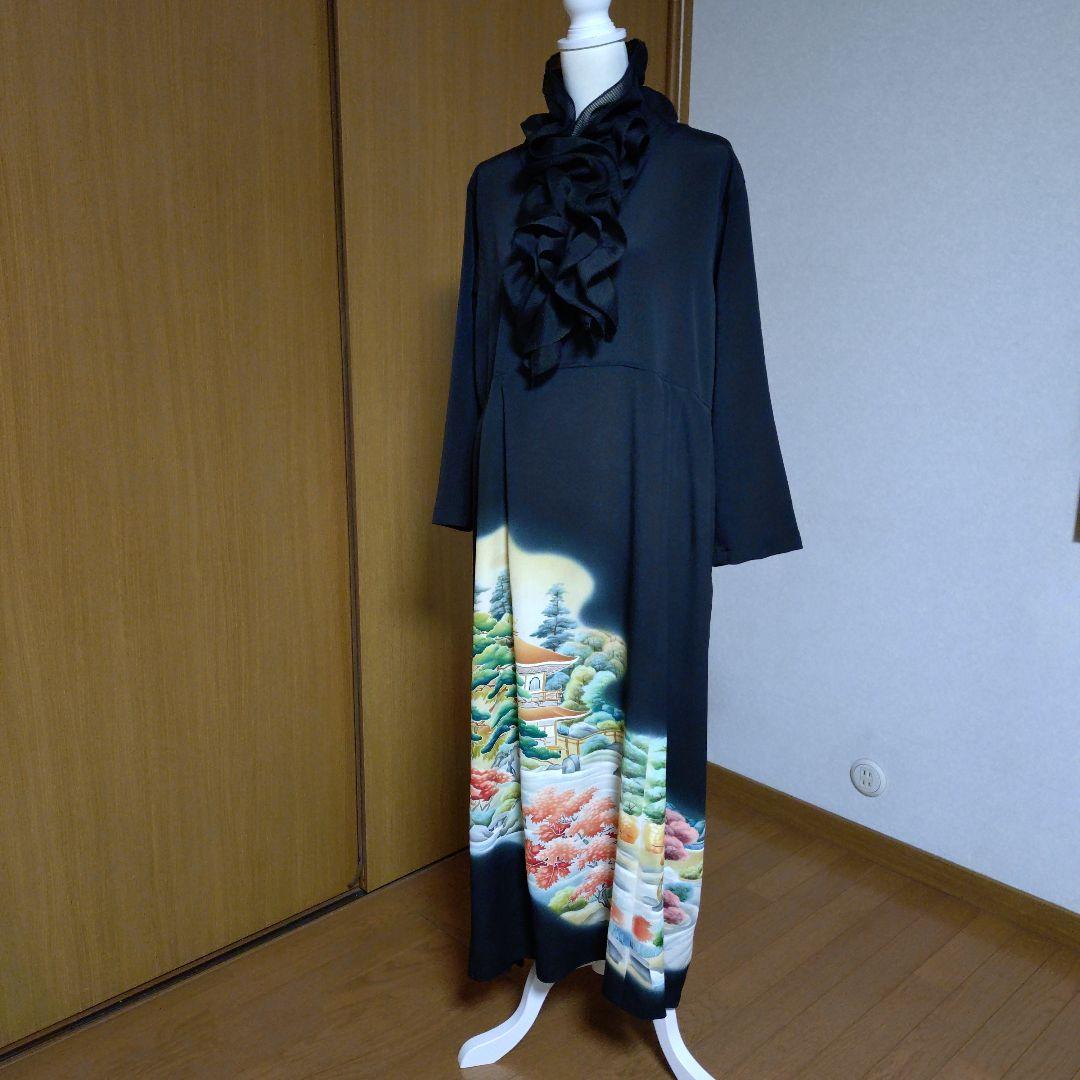 ぶ*ん様 【未使用正絹黒留袖】ロングワンピース4点セット　作家物　L〜LL
