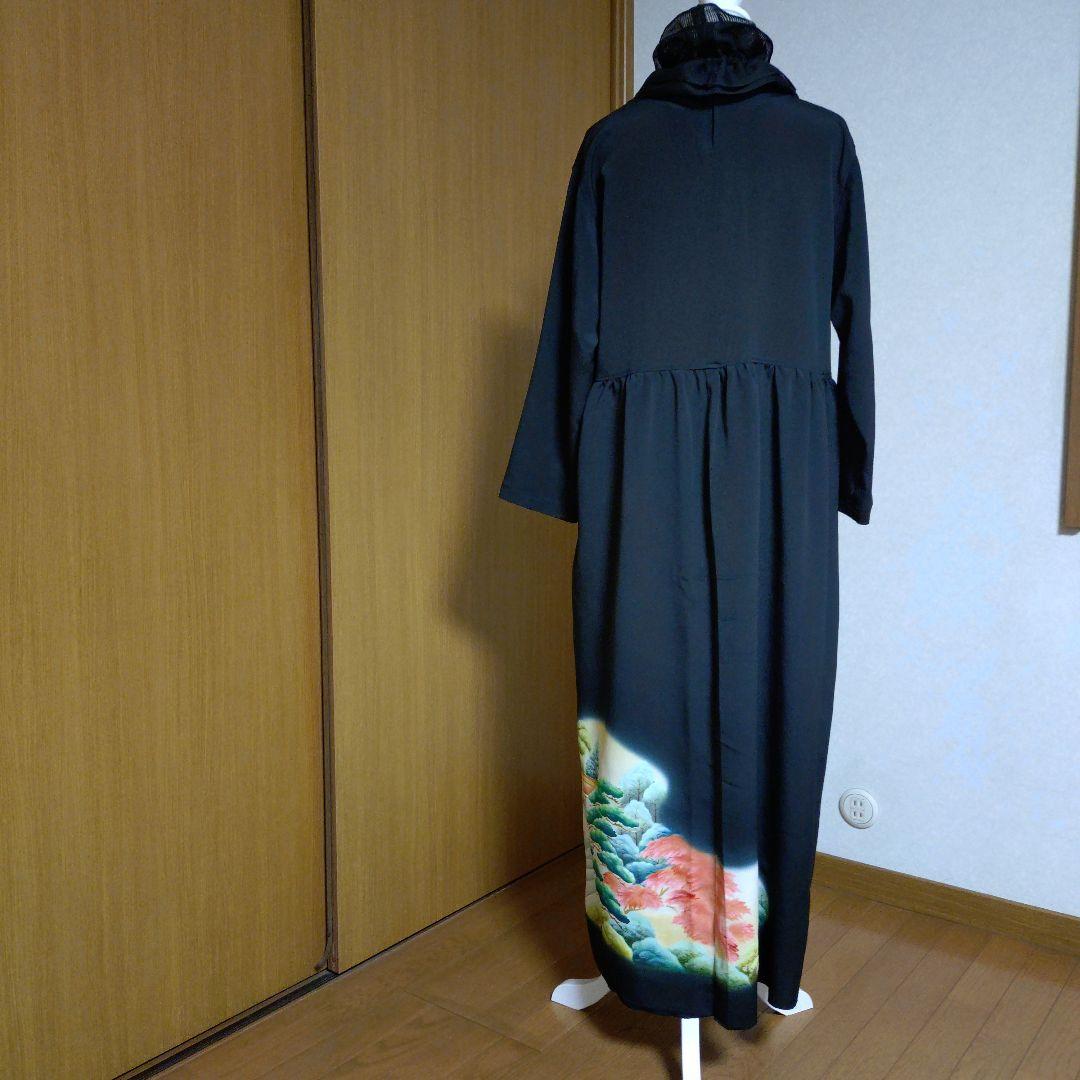 ぶ*ん様 【未使用正絹黒留袖】ロングワンピース4点セット　作家物　L〜LL