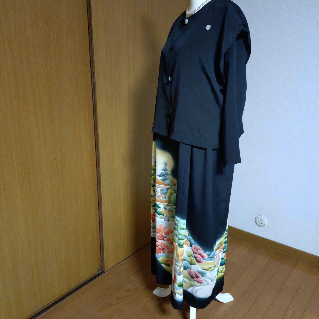 ぶ*ん様 【未使用正絹黒留袖】ロングワンピース4点セット　作家物　L〜LL
