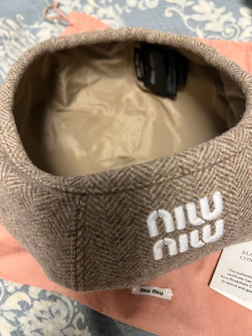 miumiu ウール シェブロン ベレー帽