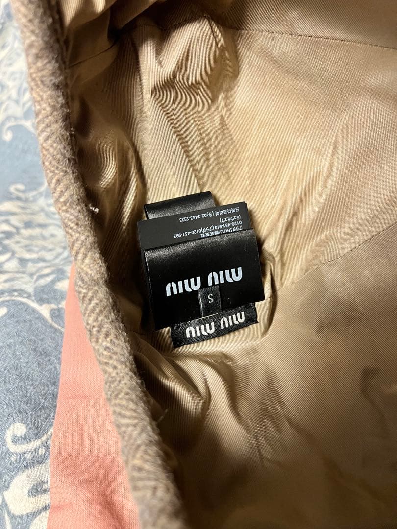 miumiu ウール シェブロン ベレー帽