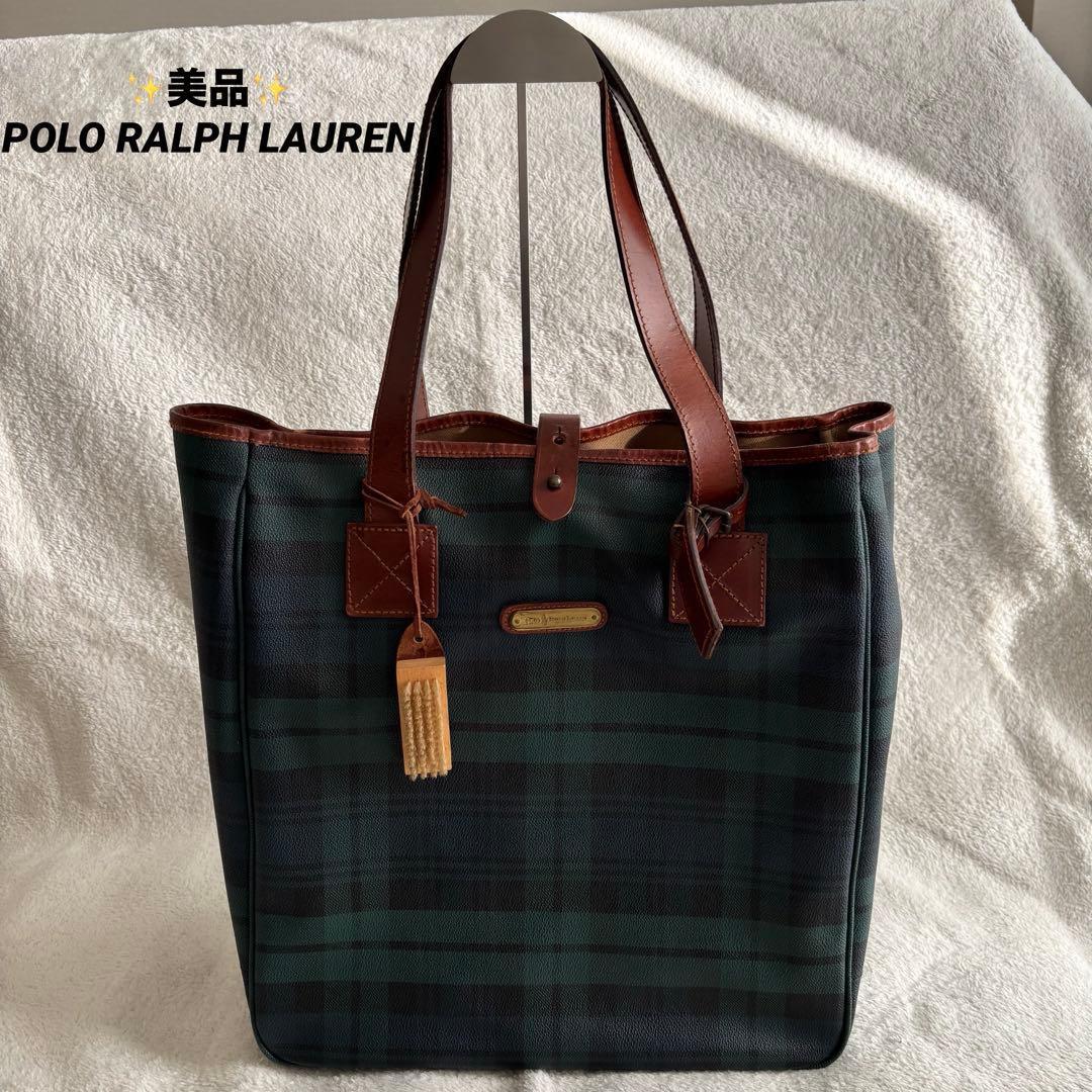 ✨️美品 ポロラルフローレン トートバッグ PVCレザー グリーン ヴィンテージ