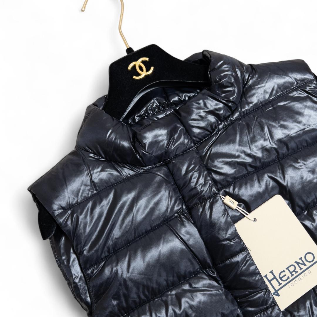 新品タグ付 ヘルノ 黒 ダウンベスト 44