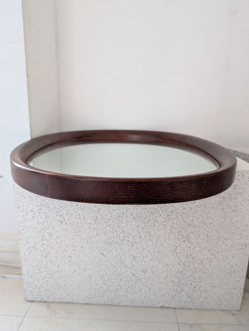 美品 秋田木工 柳宗理 ヴィンテージ ウォールミラー オーバル 古代色 曲木