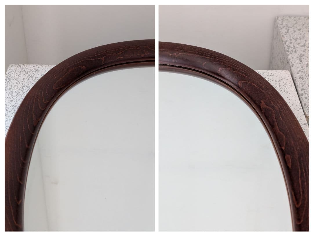 美品 秋田木工 柳宗理 ヴィンテージ ウォールミラー オーバル 古代色 曲木