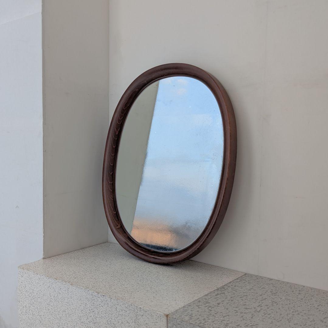 美品 秋田木工 柳宗理 ヴィンテージ ウォールミラー オーバル 古代色 曲木