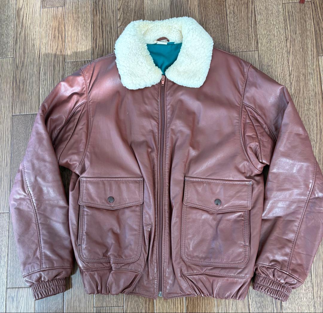 あ*ろ様 L.L.Bean エルエルビーン レザーフライトジャケット 80s U
