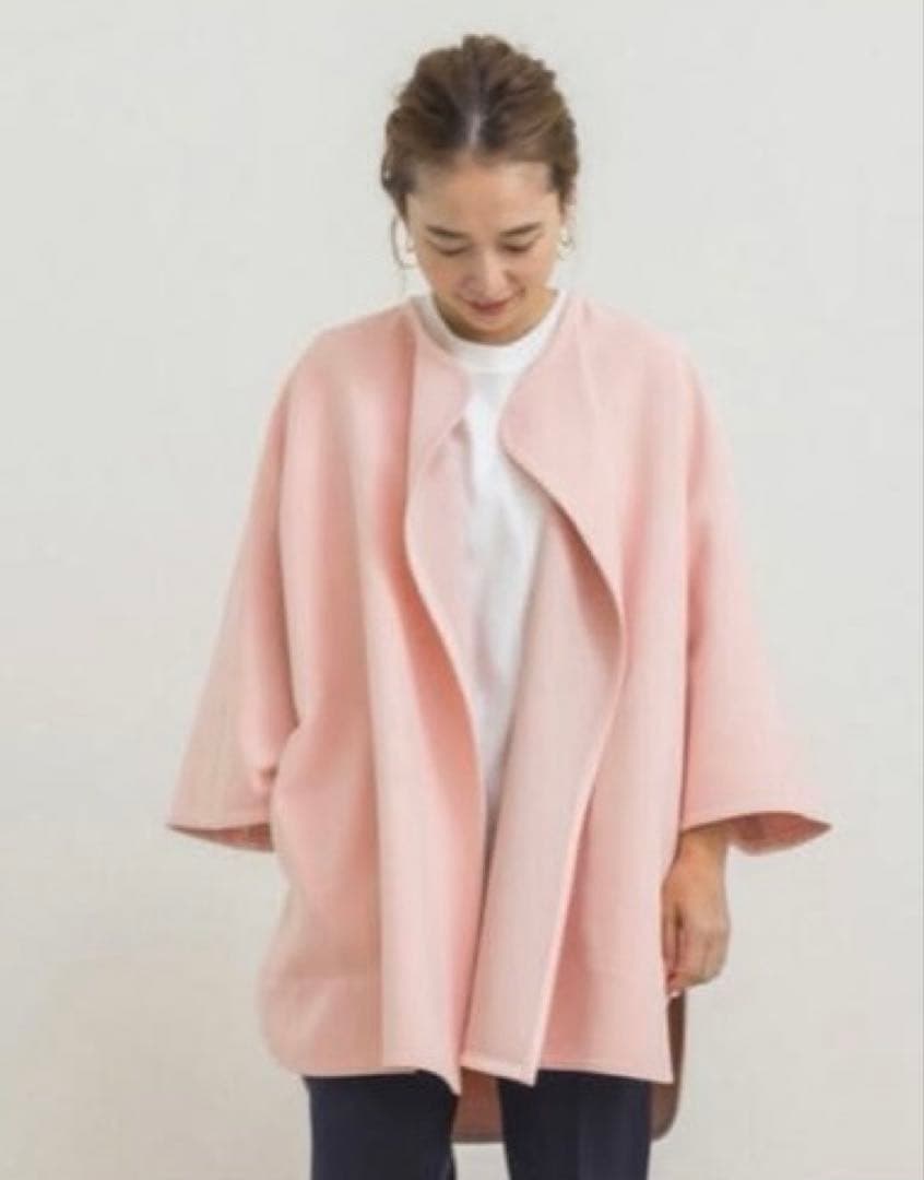 さとぱん！美品！yori ピンクスプリングカラーコート スプリングコート