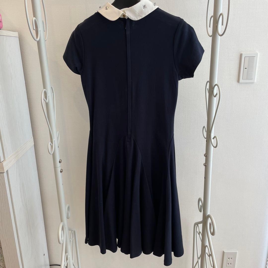 kate spade ネイビー 白襟付き 半袖ワンピース 160