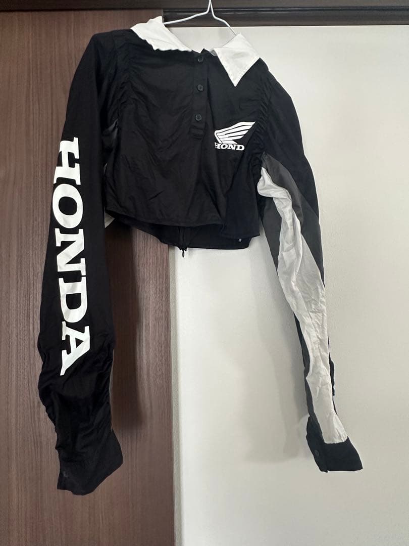 HONDA MOUSSYコラボ クロップドポロシャツ 長袖 ブラック