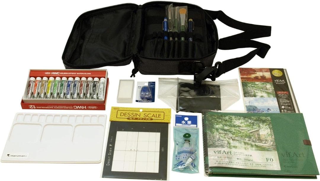 【新品】マルマン 画材セット ヴィフアール 水彩画 スターターキット ブラック