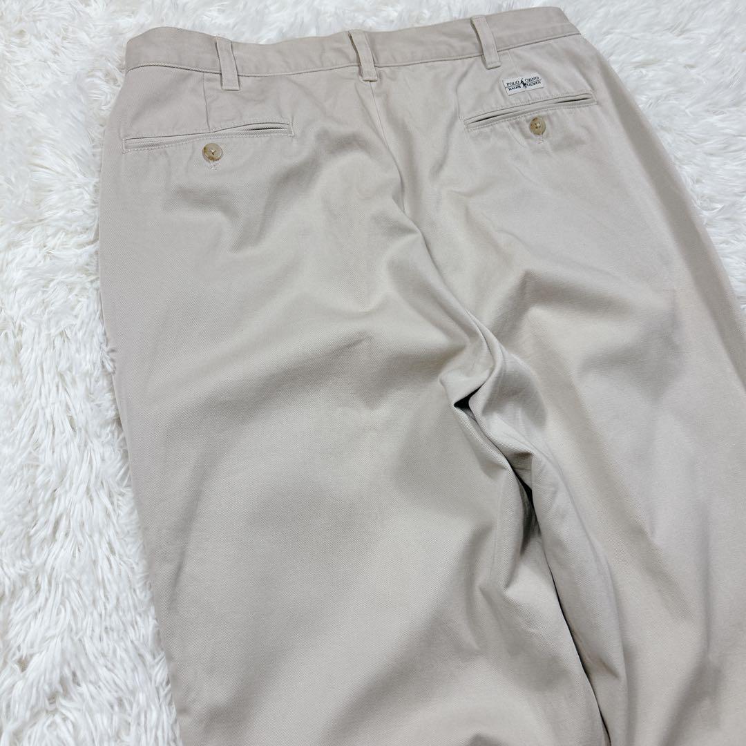 90s 美品　ポロバイラルフローレン　チノパンツ　ベージュ　ツータック W35
