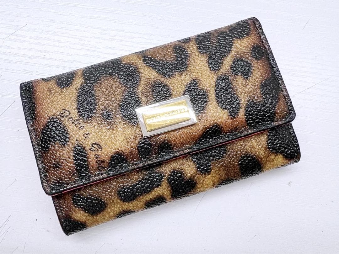 未使用保管　美品　ドルチェ＆ガッバーナ　ロゴプレート　レオパード　キーケース