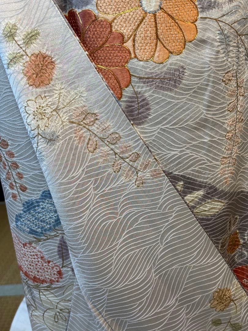 フォーマル５点フルセット 正絹訪問着　袋帯　帯締め帯揚げ　重ね襟