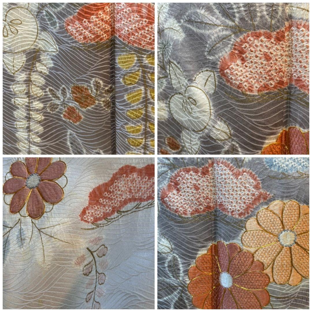 フォーマル５点フルセット 正絹訪問着　袋帯　帯締め帯揚げ　重ね襟