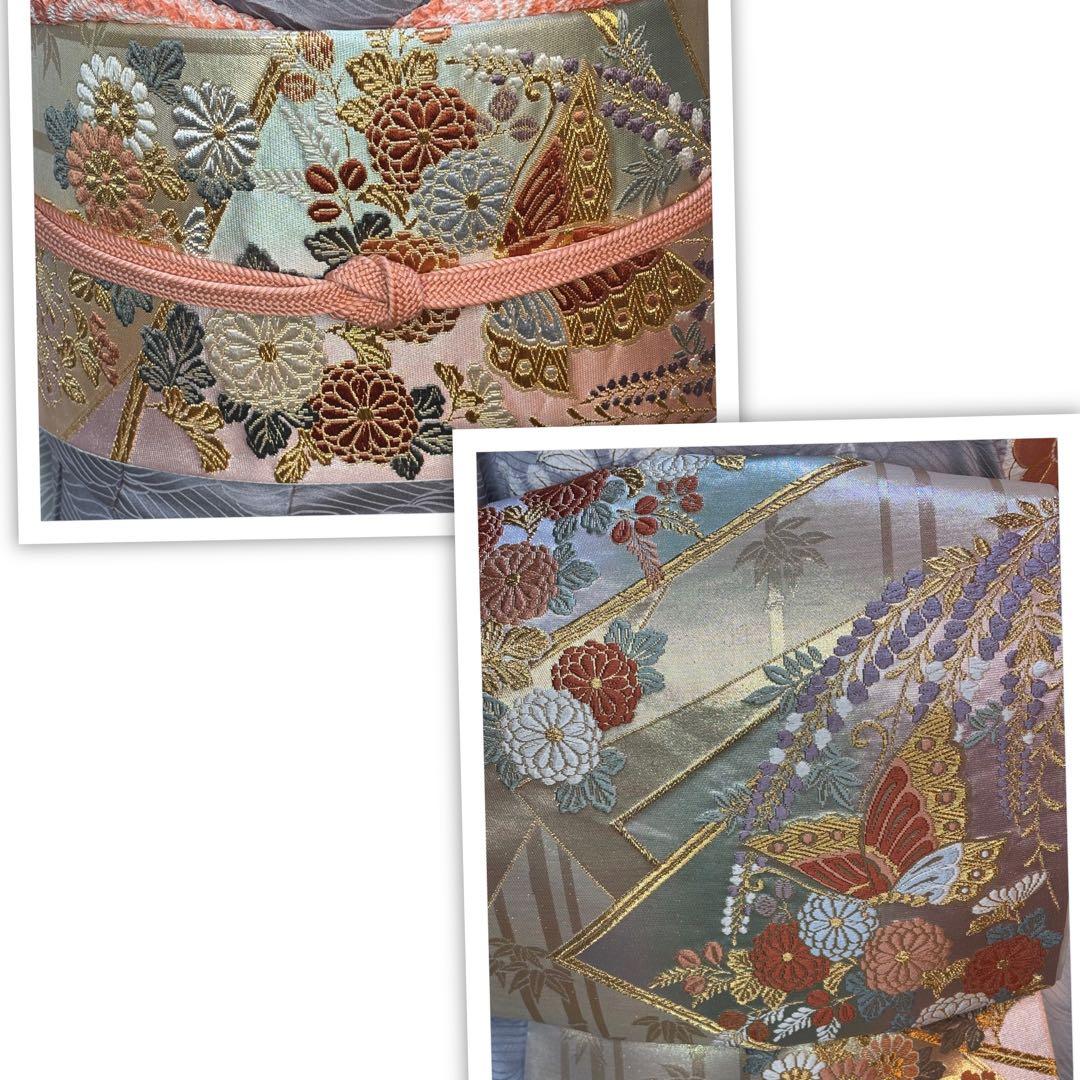 フォーマル５点フルセット 正絹訪問着　袋帯　帯締め帯揚げ　重ね襟