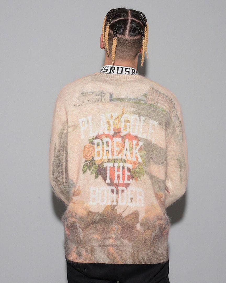 新品 ラッセルノ ゴルフ グラフィック ニット セーター アイボリー L 5