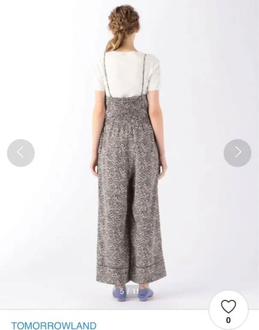 トゥモローランド美品スモールフラワープリント ジップアップコンビネゾン