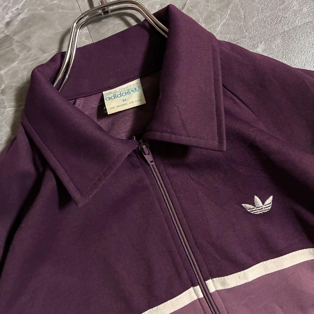 【希少】80s adidas トラックジャケット M あずきカラー 刺繍ロゴ