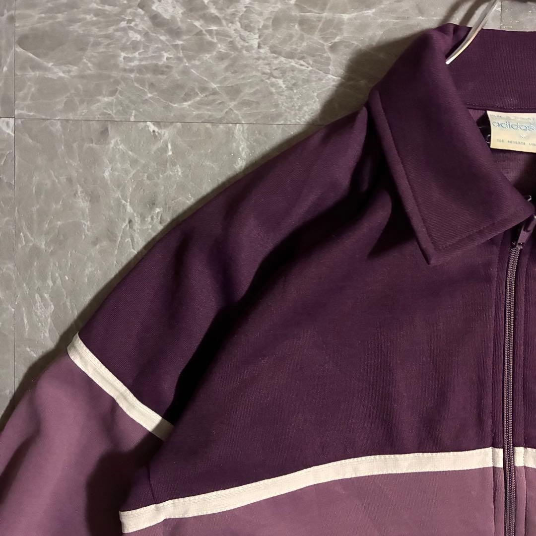 【希少】80s adidas トラックジャケット M あずきカラー 刺繍ロゴ