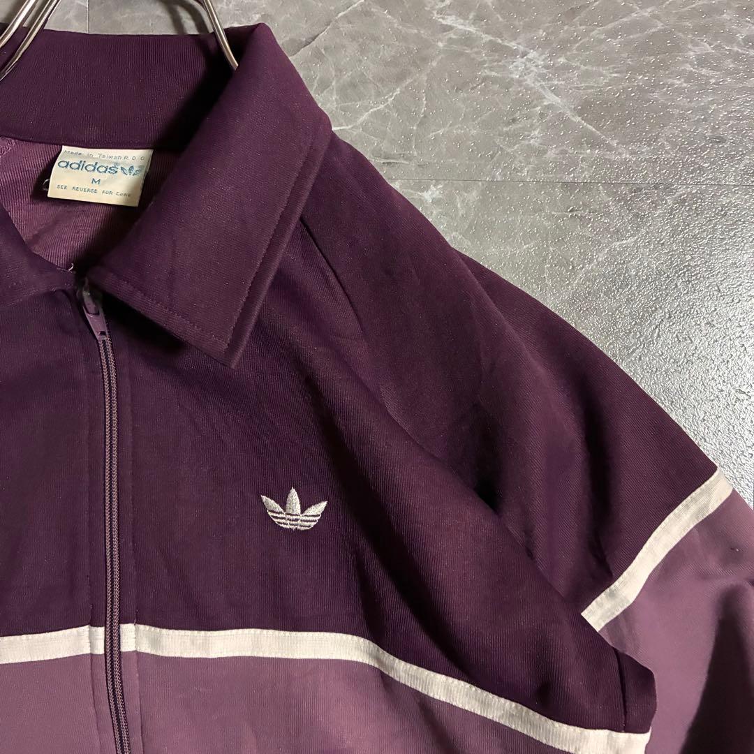 【希少】80s adidas トラックジャケット M あずきカラー 刺繍ロゴ