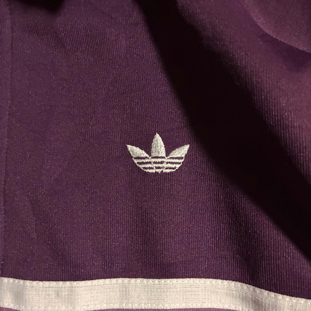 【希少】80s adidas トラックジャケット M あずきカラー 刺繍ロゴ