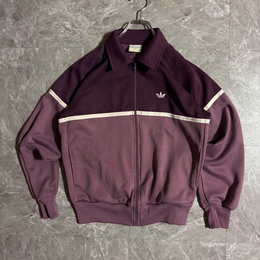 【希少】80s adidas トラックジャケット M あずきカラー 刺繍ロゴ