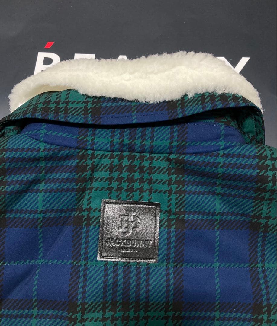 新品 ジャックバニー 2WAYストレッチタフタ ボア襟ブルゾン(6)LL/緑