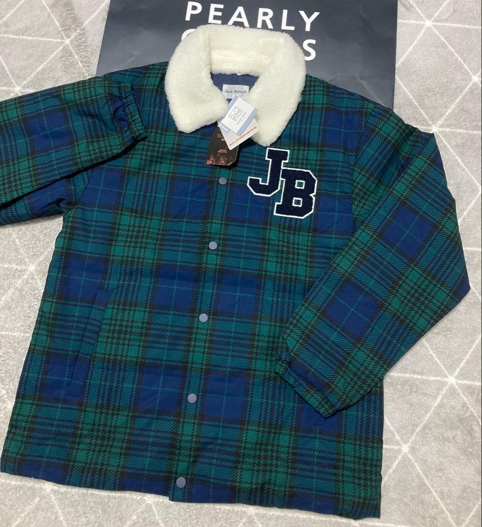 新品 ジャックバニー 2WAYストレッチタフタ ボア襟ブルゾン(6)LL/緑