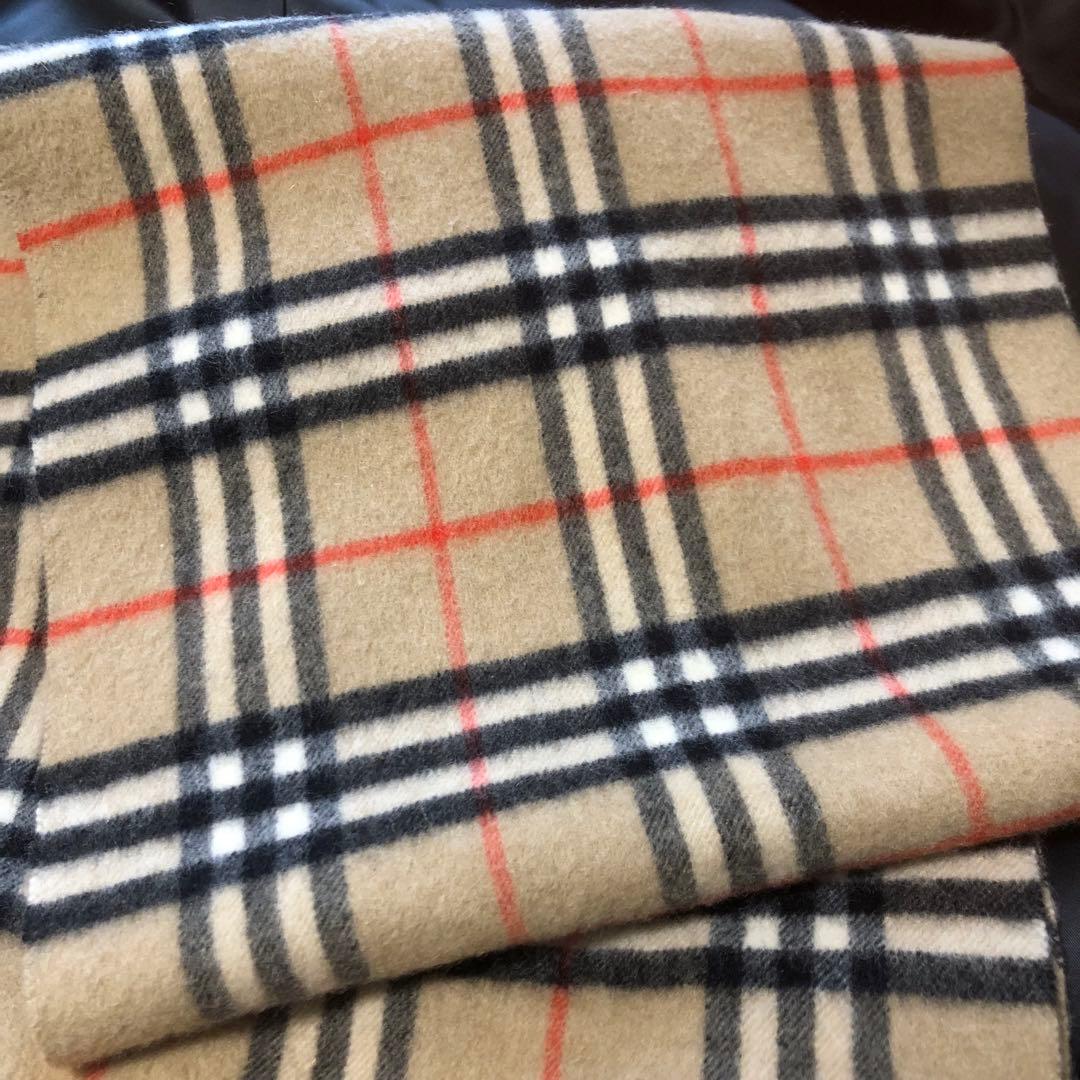 【美品】バーバリーズ カシミヤ100% ノバチェック マフラー 白タグ