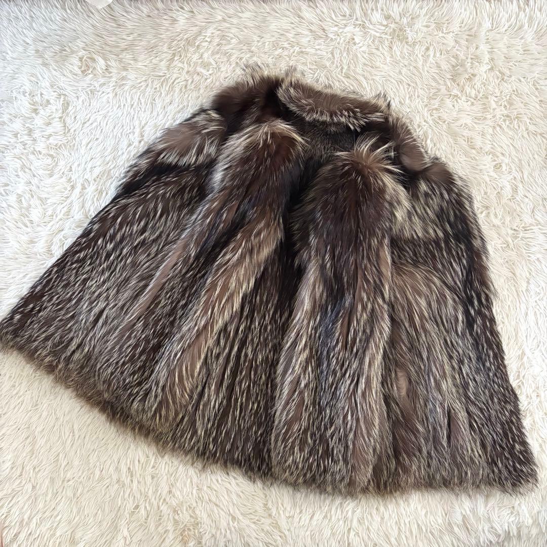 ボリューム◎SAGA FOX 毛皮コート シルバーフォックス 金サガ 11号