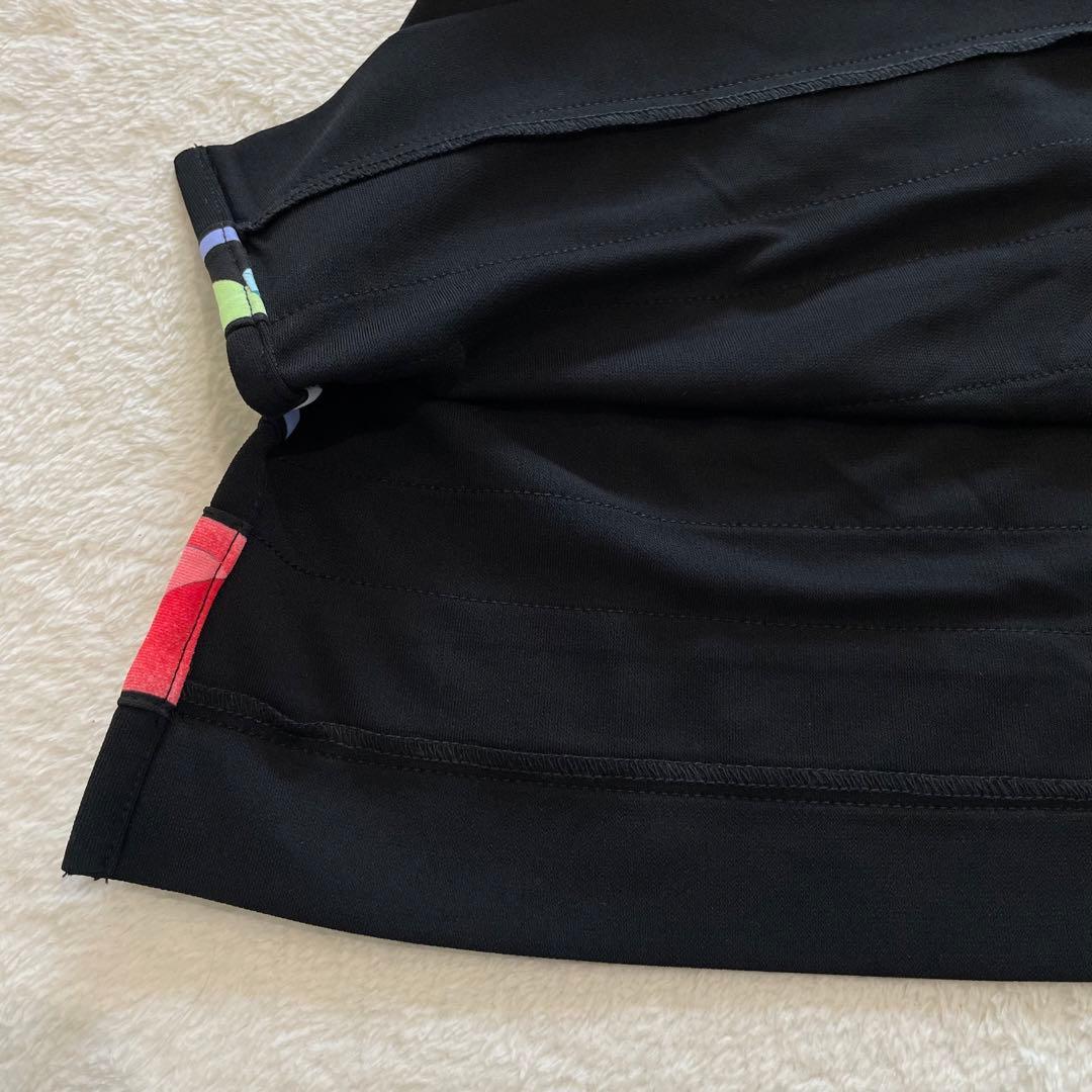 タグ付　レオナール　チュニック　花柄　トリム　七分袖　UVカット　ブラック　XL