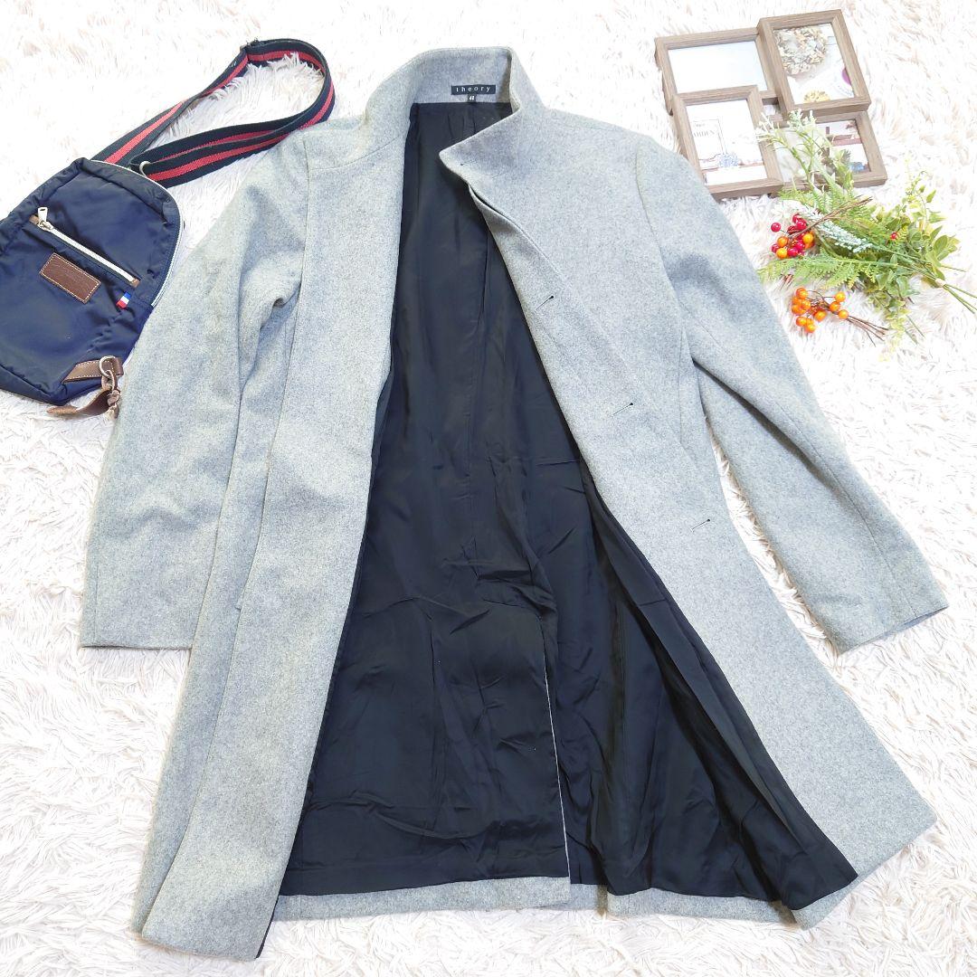 ✨日本製✨【Theory】ロングチェスターコート（L）グレー/ハイネック