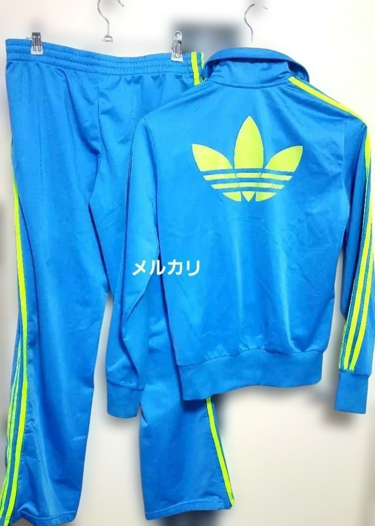 adidas セットアップ トラックジャケット L パンツ M 水色 あのちゃん