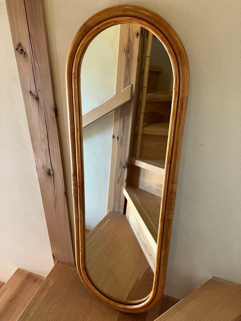 アンティーク　ラタンミラー　壁掛け 昭和レトロ