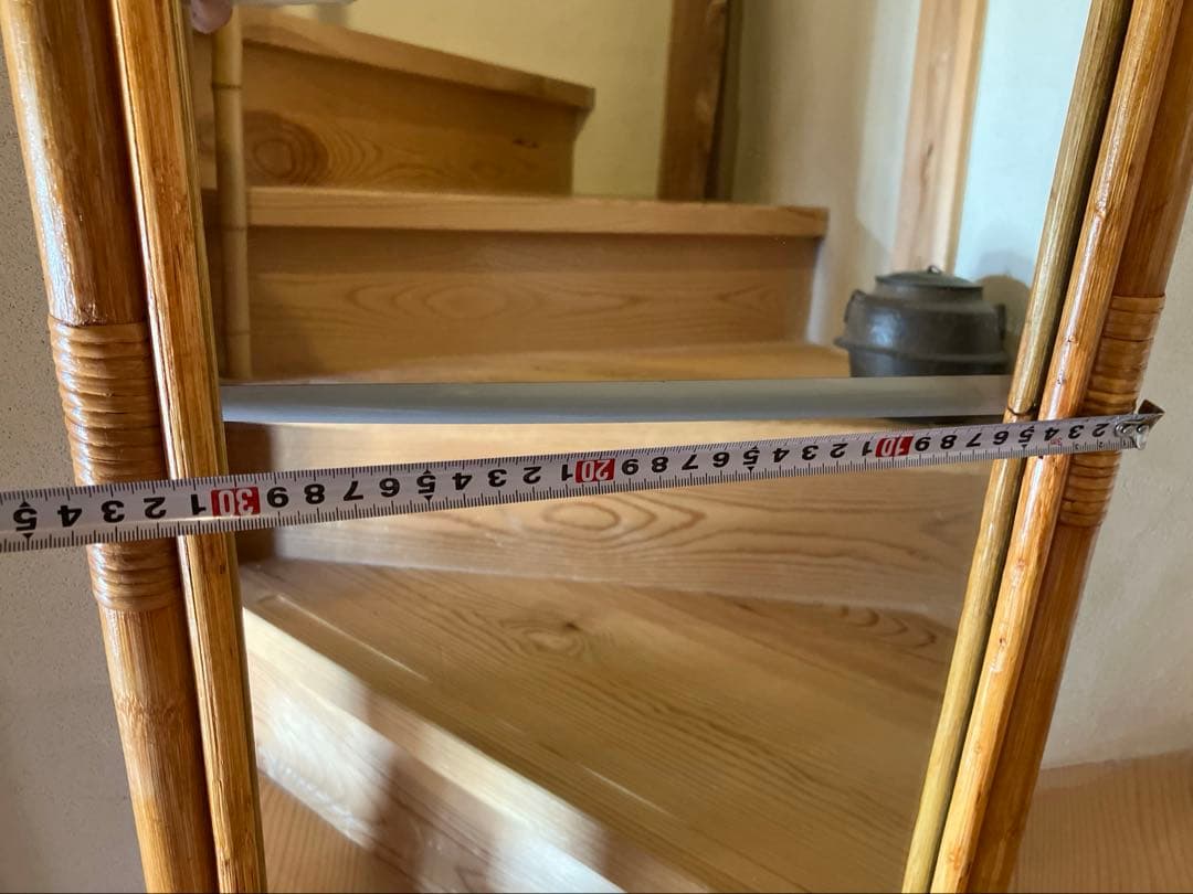 アンティーク　ラタンミラー　壁掛け 昭和レトロ